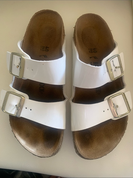 Birkenstock Shoes - BIRKENSTOCK White Double Strap Cork Sandals